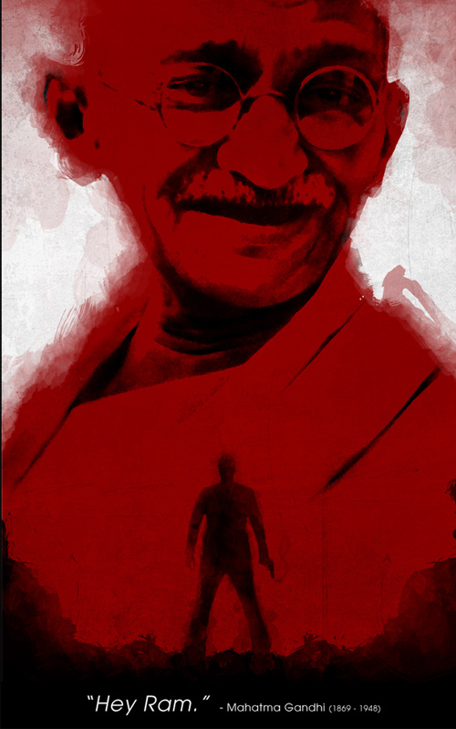 Gandhi assassination red artwork picture illustration