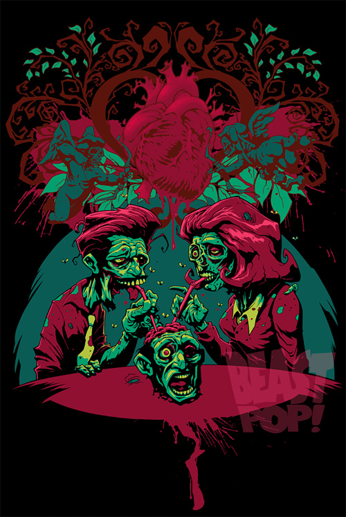 Pop couple zombie halloween artwork illustration