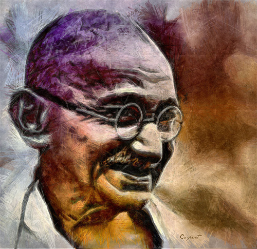 gandhi artwork picture illustration color