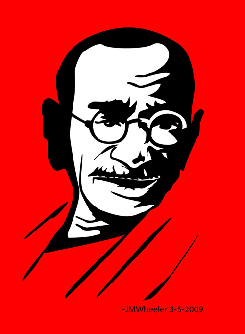 gandhi artwork picture illustration che style red