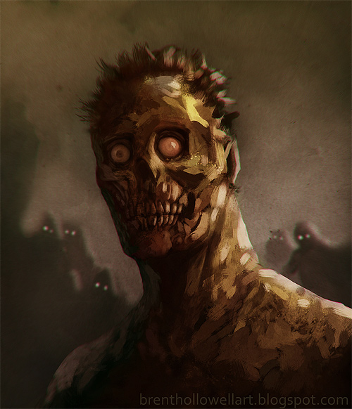 Brush zombie halloween artwork illustration