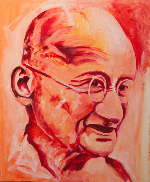 gandhi artwork picture illustration red painting