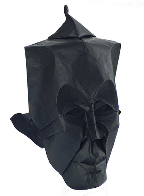 Mask face black origami artwork paper design