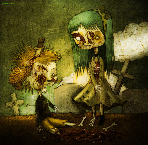 Kid child zombie halloween artwork illustration