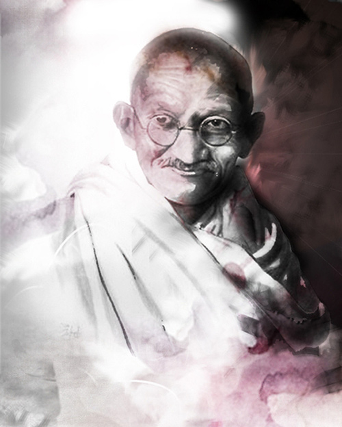 gandhi artwork picture illustration watercolour