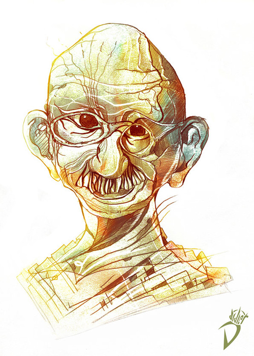 gandhi artwork picture illustration caricature