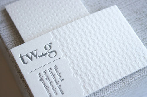 Clean White Letterpress Business Card