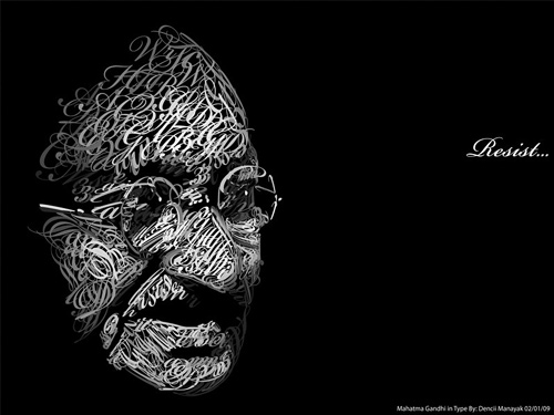 gandhi artwork picture illustration typography