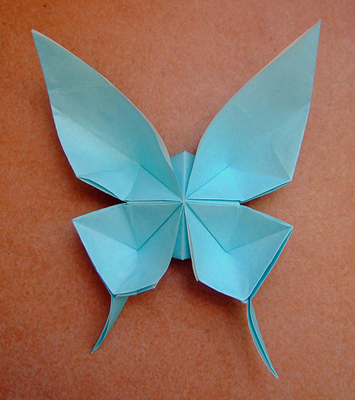 Blue butterfly origami artwork paper design
