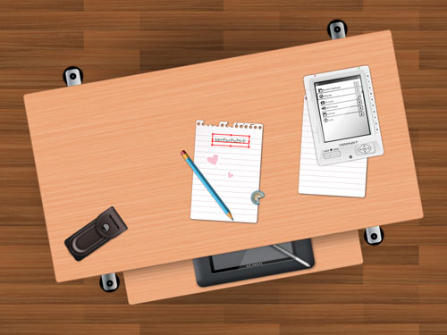 Create a Students Desk in Top View Using Simple Shapes and Textures