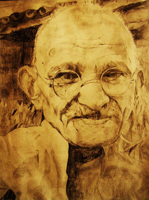 gandhi artwork picture illustration old