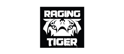Raging black white tiger logo