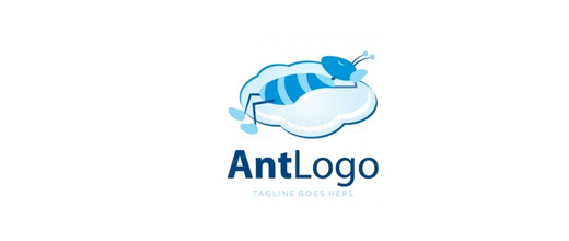 Blue cartoon ant logo