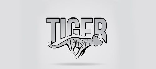 Grey running tiger logo