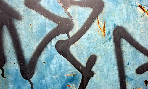Grafitti on Blue Metal texture