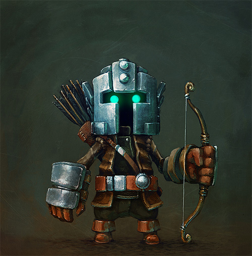 robot archer illustrations artworks drawings