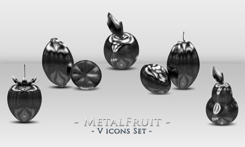Metal Fruit icons set