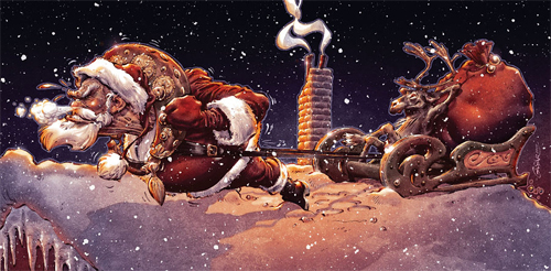 Sleigh santa claus christmas artworks illustrations