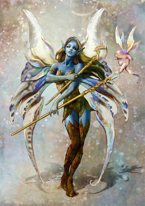 Blue avatar fairy illustrations artworks