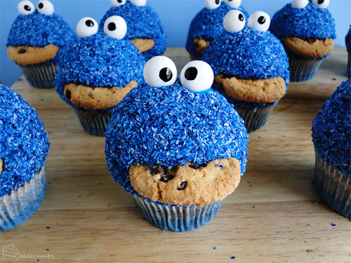 Cute cookie monster cupcake design inspiration