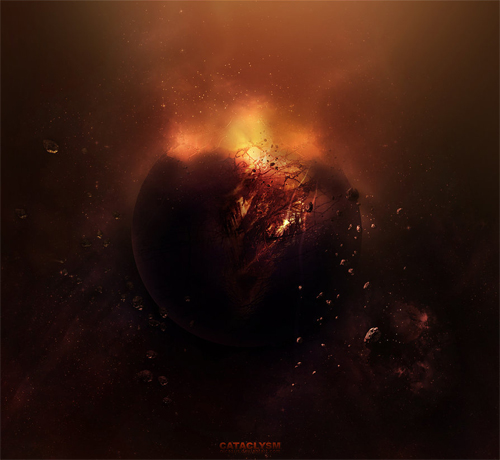 Fire exploding end world illustrations