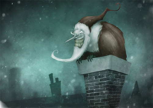 Monster scary santa claus christmas artworks illustrations