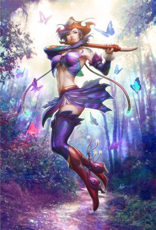Purple violet flute fairy illustrations artworks