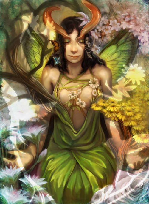 Green fairy illustrations artworks