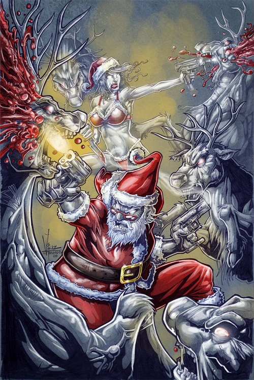 Guns santa claus christmas artworks illustrations
