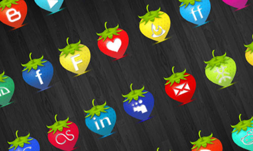 Strawberry Social Media Icon Set