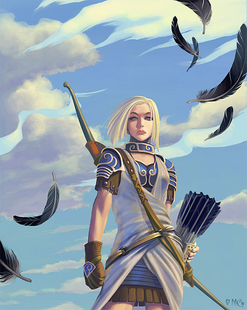 white feather archer illustrations artworks drawings