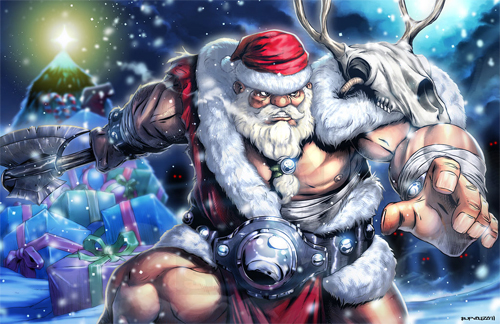 Barbarian warrior santa claus christmas artworks illustrations