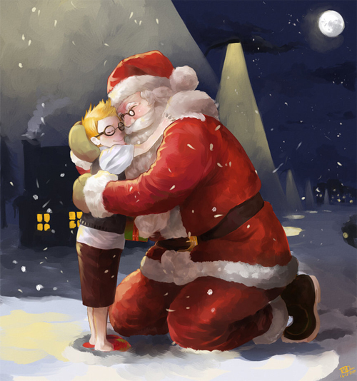 Hug santa claus christmas artworks illustrations