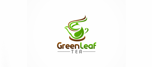 Tea pot leaf logo