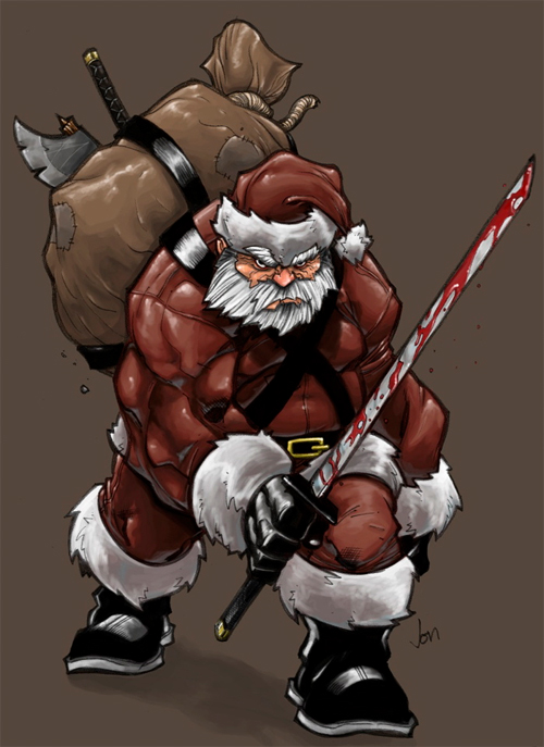 Sword samurai santa claus christmas artworks illustrations