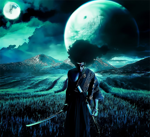 Afro samurai swordsman artworks illustrations