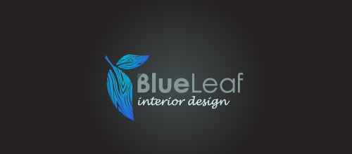 Blue wood grain effect leaf logo