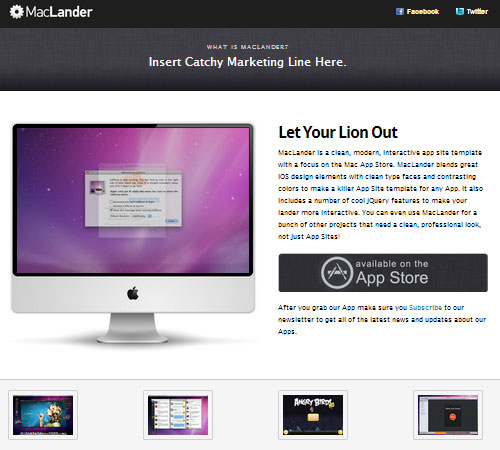 MacLander - Mac App Store Landing Page