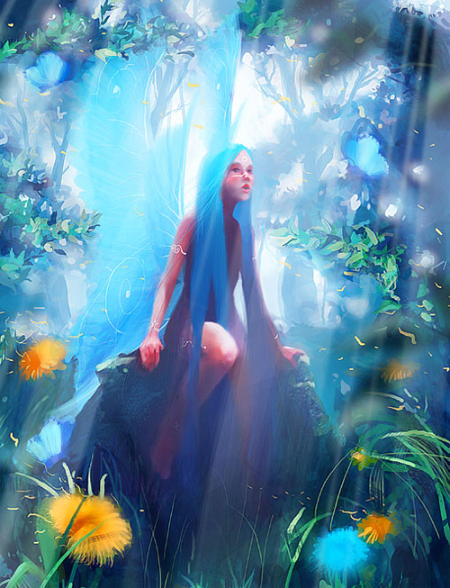 Blue forest fairy illustrations artworks