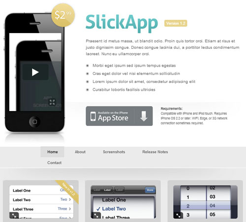SlickApp - iPhone / Mobile App Website Theme