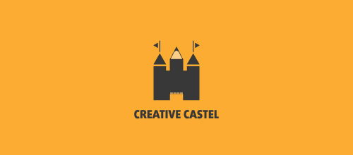 Creative pencil castle logo