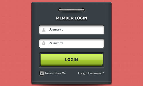 Member Login Form UI Element (PSD)