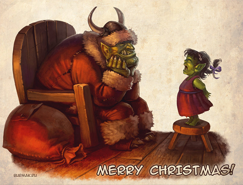 Goblin orc santa claus christmas artworks illustrations