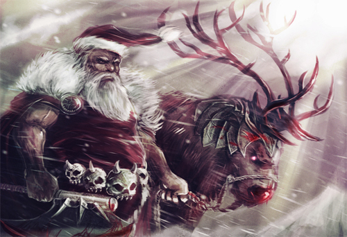 Barbarian warrior santa claus christmas artworks illustrations