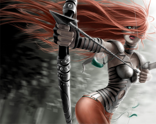 red hair sexy archer illustrations artworks drawings