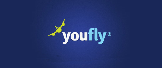 Fly ticket airplane logos design