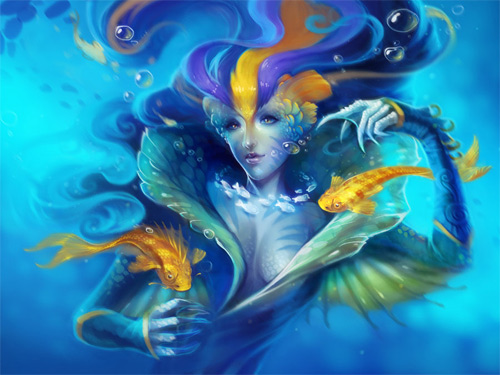 Queen mermaid illustrations artworks