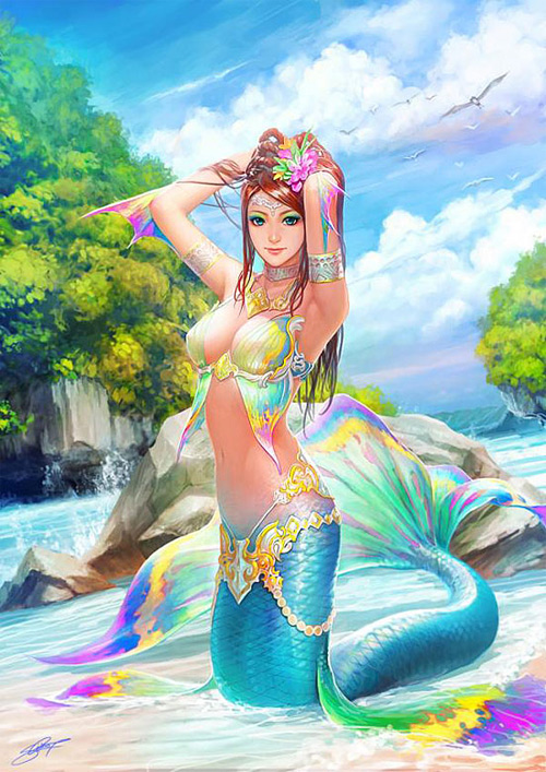 Colorful mermaid illustrations artworks