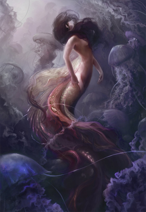 Jellyfish mermaid illustrations artworks