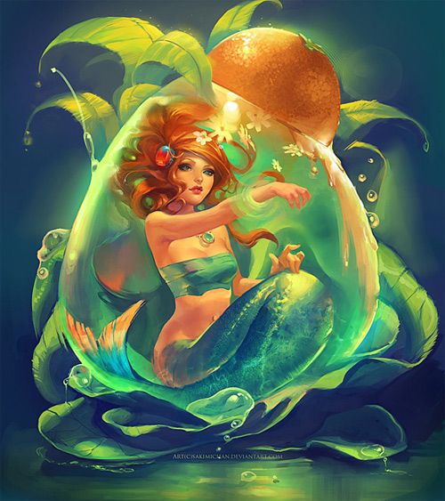 Green Bright mermaid illustrations artworks